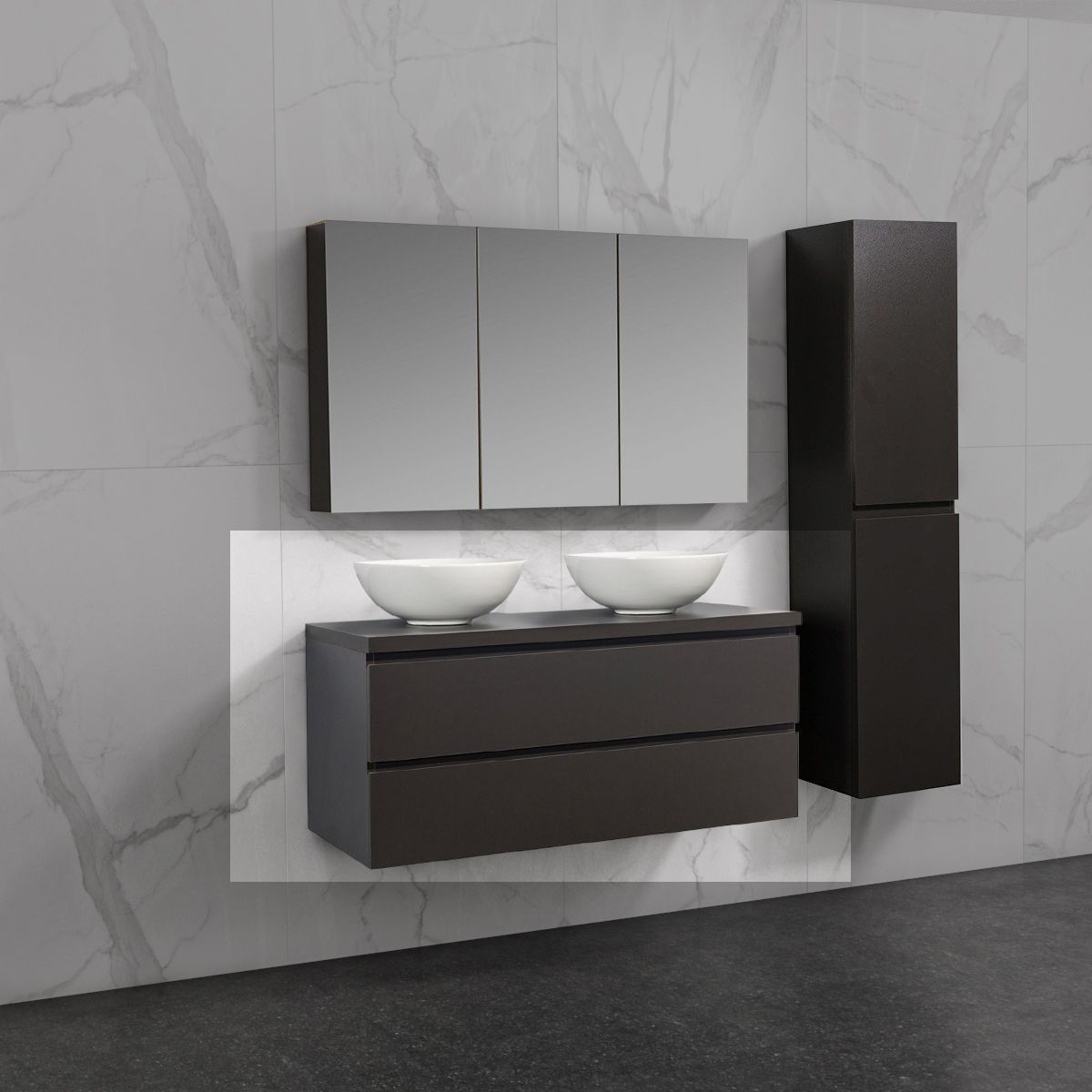 Lade organizer 32x11x6cm 3-vakken grijs - WDtegels