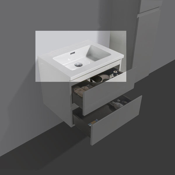 Mineral marble washbasin Tieme 60cm white without tap hole