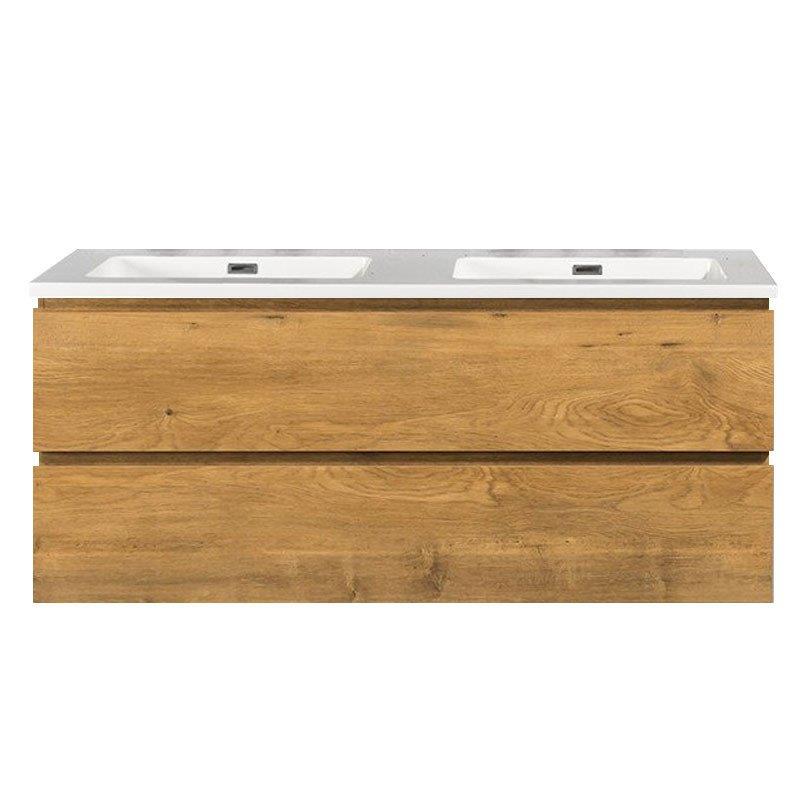 Mineraalmarmer wastafel Tieme 120cm wit zonder kraangat - WDtegels
