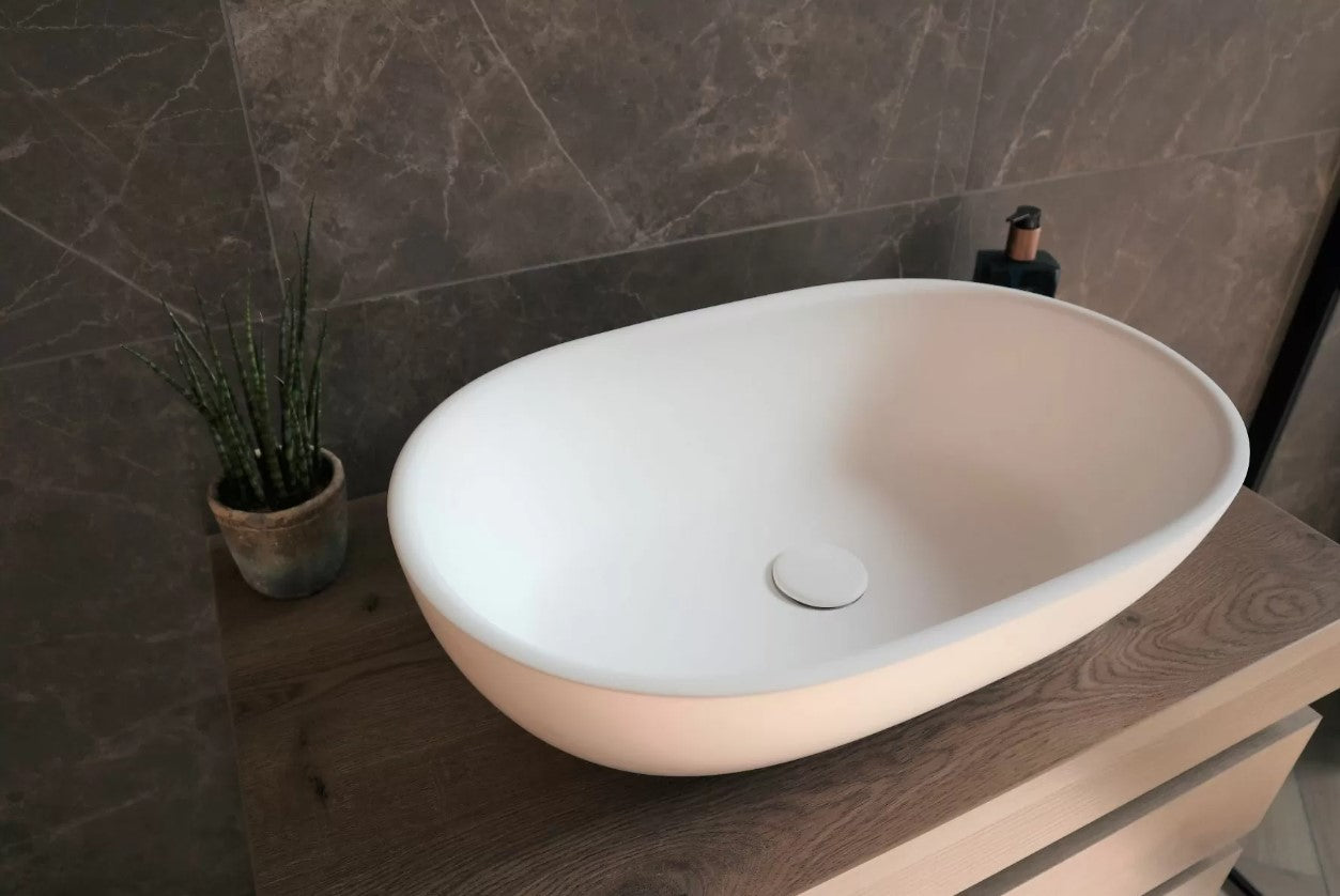 Waskom Tijn Solid Surface White Matt 55x35,5x14,5cm - WDtegels