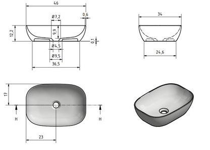 Solid surface waskom Maud wit - WDtegels