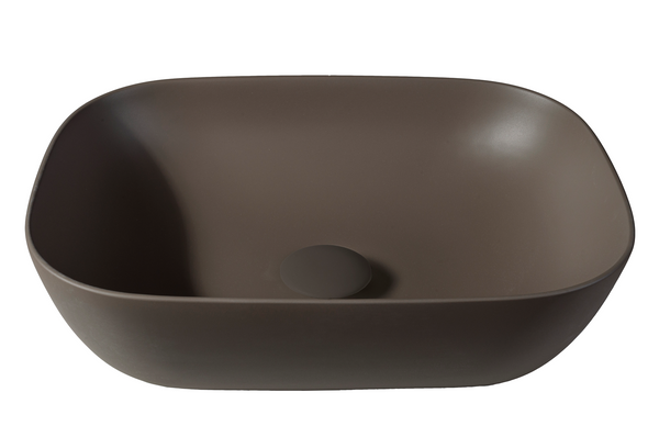 Solid surface basin Maud | 46x34x12.2cm | Moka