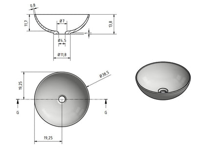 Solid surface waskom Sanne grijs EXT - WDtegels