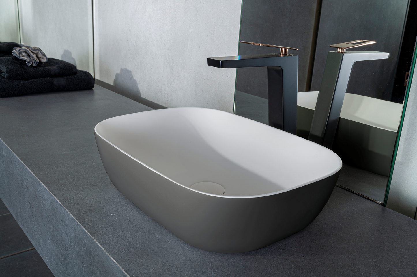 Solid surface waskom Maud grijs EXT - WDtegels