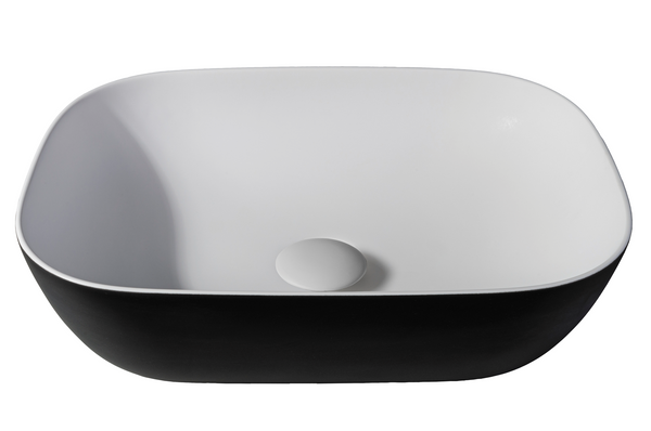 Solid surface washbasin Maud | 46x34x12.2cm | Black EXT
