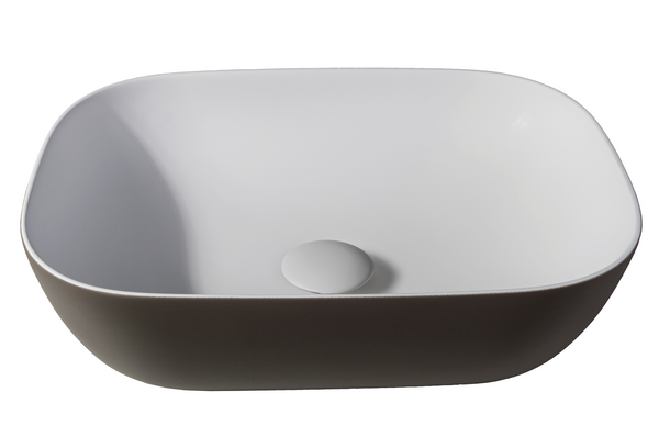 Solid surface washbasin Maud | 46x34x12.2cm | Moka EXT