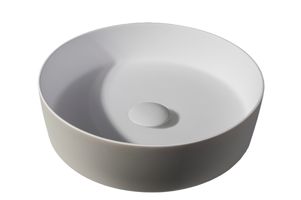 Solid surface wash basin Tess | 39x39x10.8cm | Greige EXT