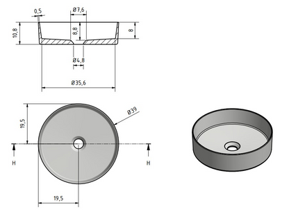 Solid surface waskom Tess greige EXT - WDtegels