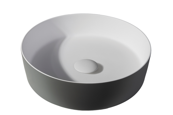 Solid surface washbasin Tess | 39x39x10.8cm | Grey EXT