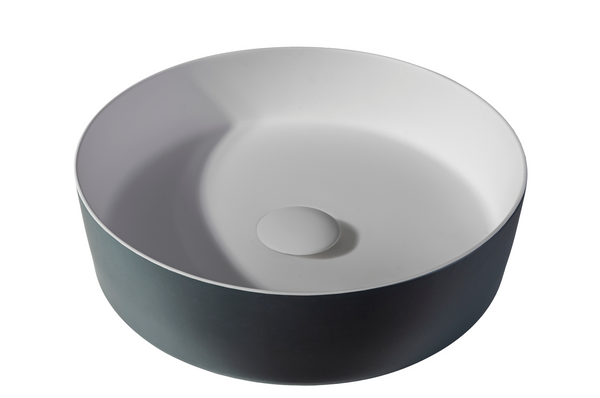 Solid surface washbasin Tess | 39x39x10.8cm | Anthracite EXT