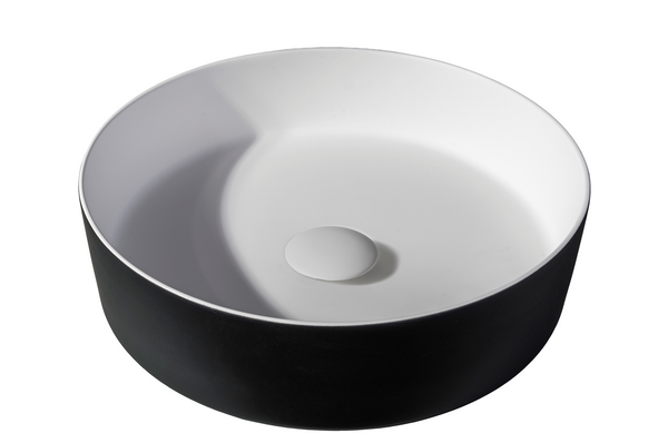 Solid surface washbasin Tess | 39x39x10.8cm | Black EXT