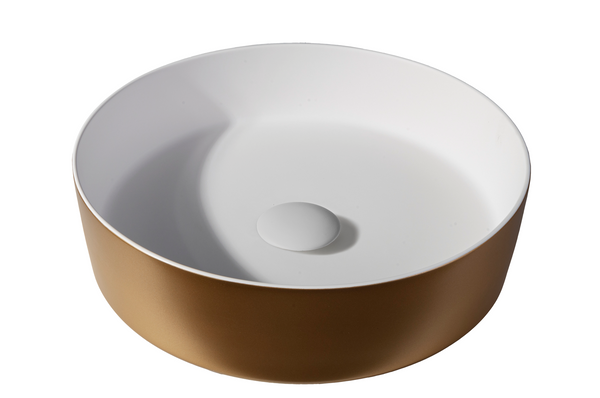 Solid surface wash basin Tess | 39x39x10.8cm | Gold EXT