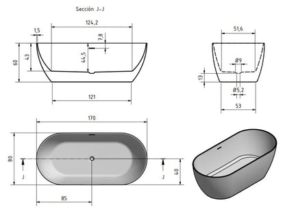 Vrijstaand bad Sem wit glans