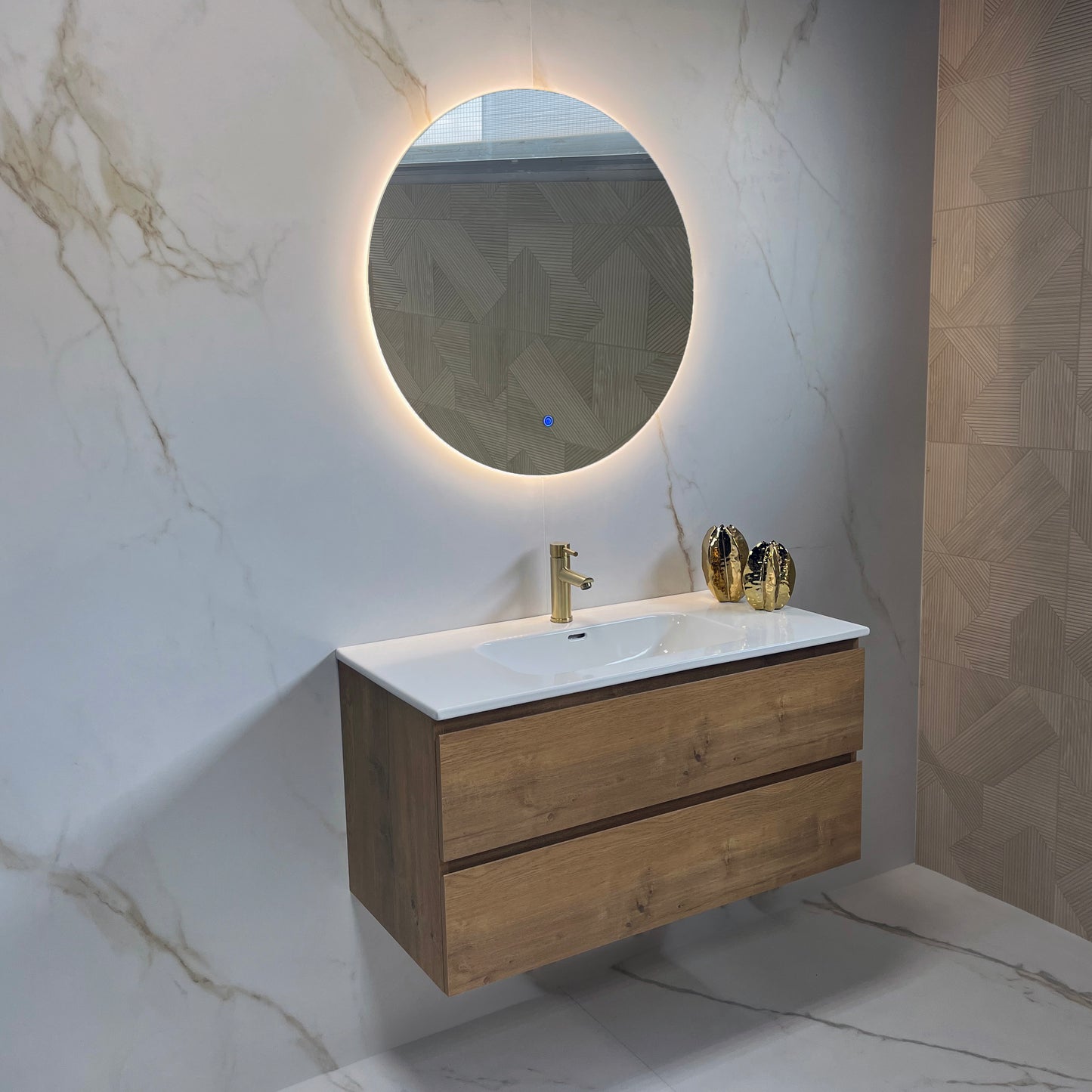 Badkamerspiegel 60cm LED, touch knop, anti-condens - WDtegels