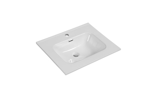 Ceramic washbasin Tieme white 605x480x175 with tap hole