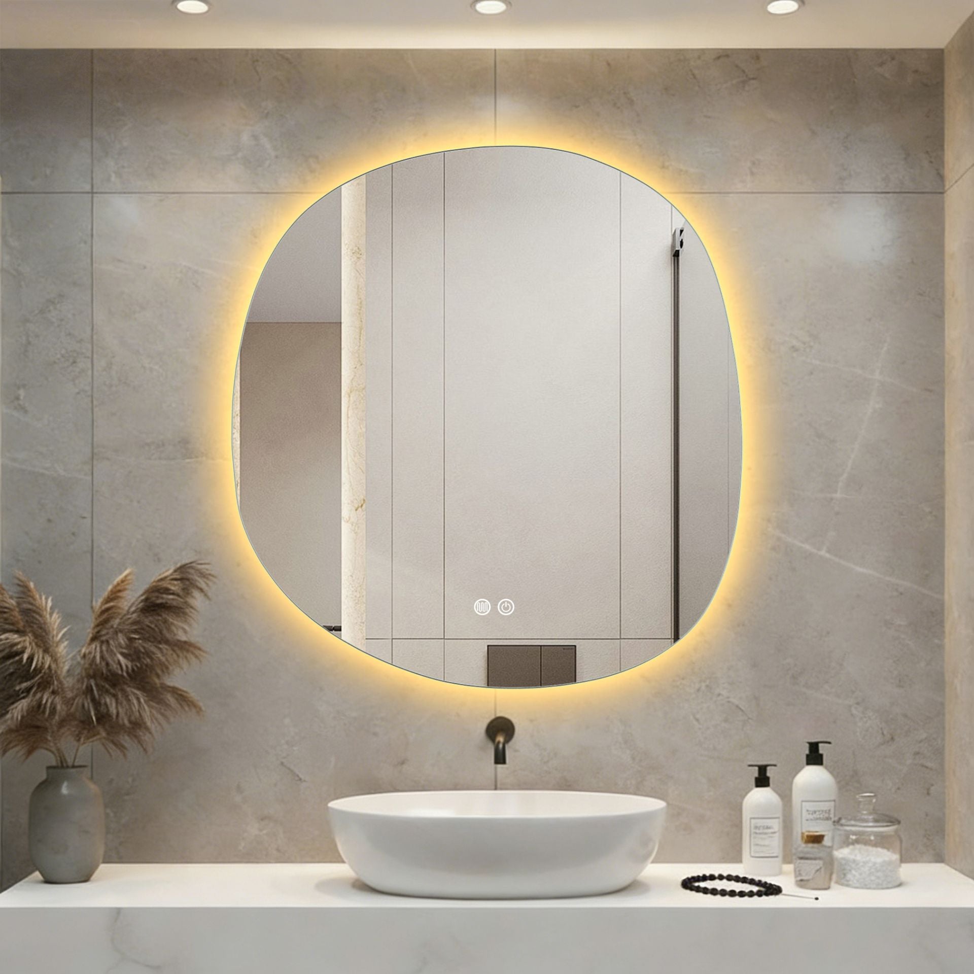 Aloni Pebble organische spiegel 80x85cm zonder lijst sfeerbeeld