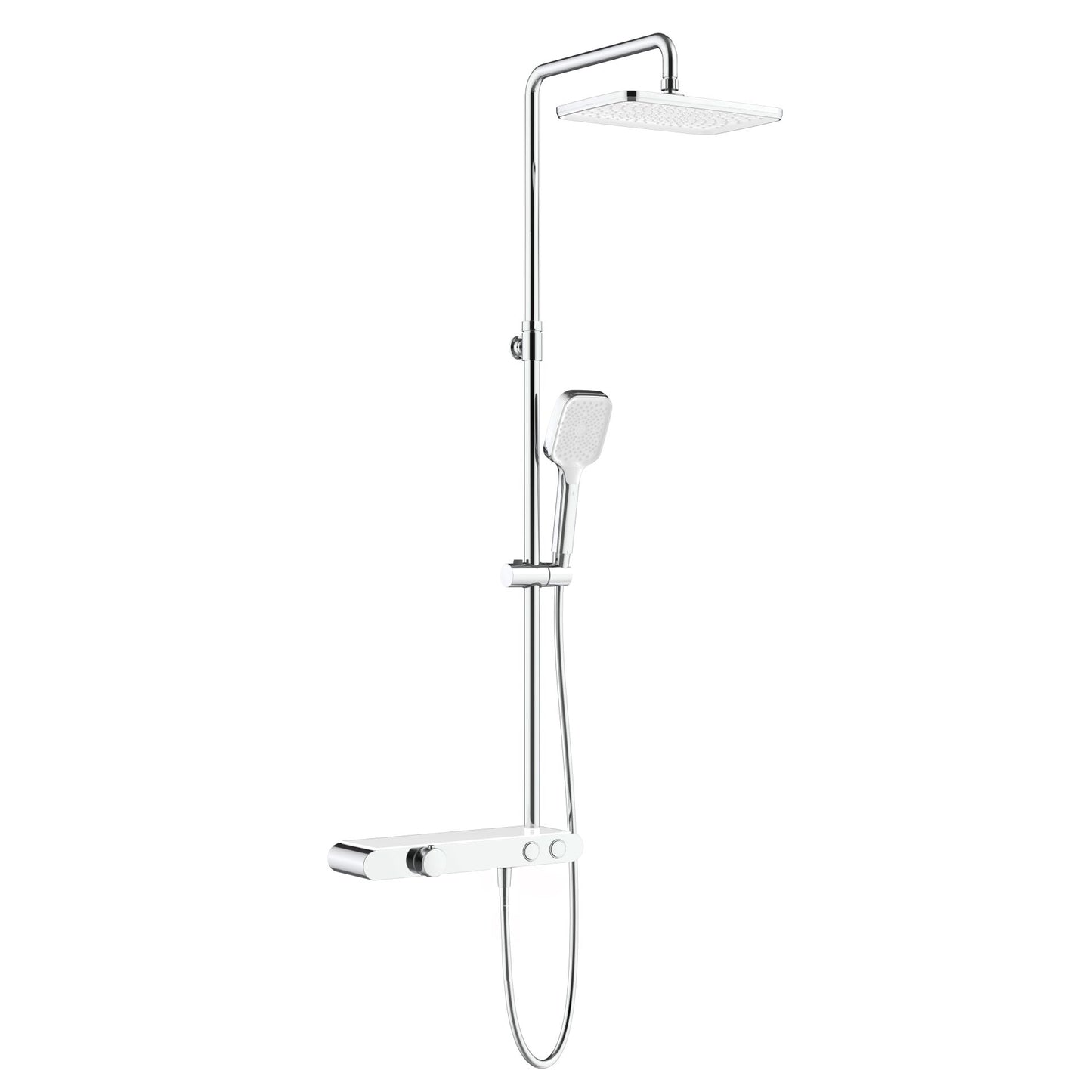 Aloni Douchekraan | Thermostatisch | Planchet | Chroom Wit - WDtegels