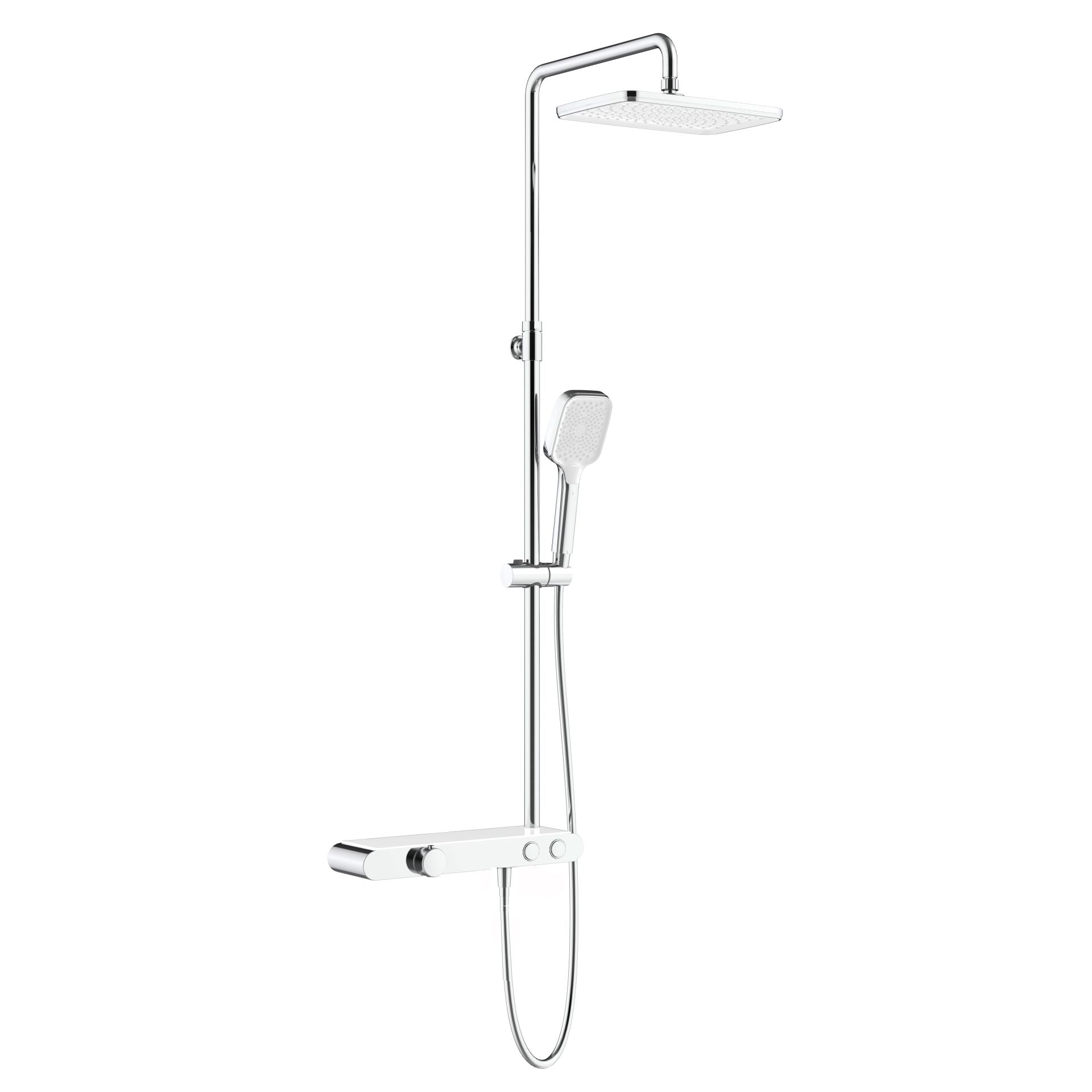 Aloni Douchekraan | Thermostatisch | Planchet | Chroom Wit - WDtegels