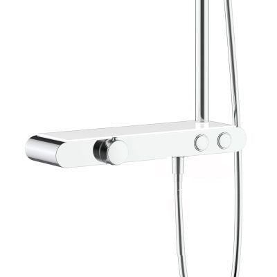 Aloni Douchekraan | Thermostatisch | Planchet | Chroom Wit - WDtegels