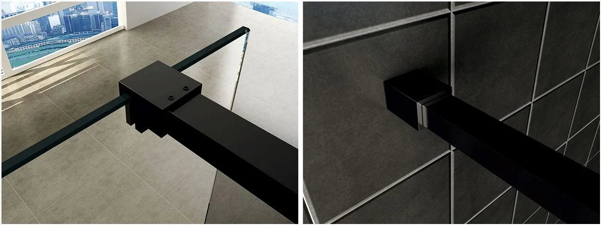 Less inloopdouche 100 x 200 cm nano helder glas/mat zwart Wiesbaden - WDtegels