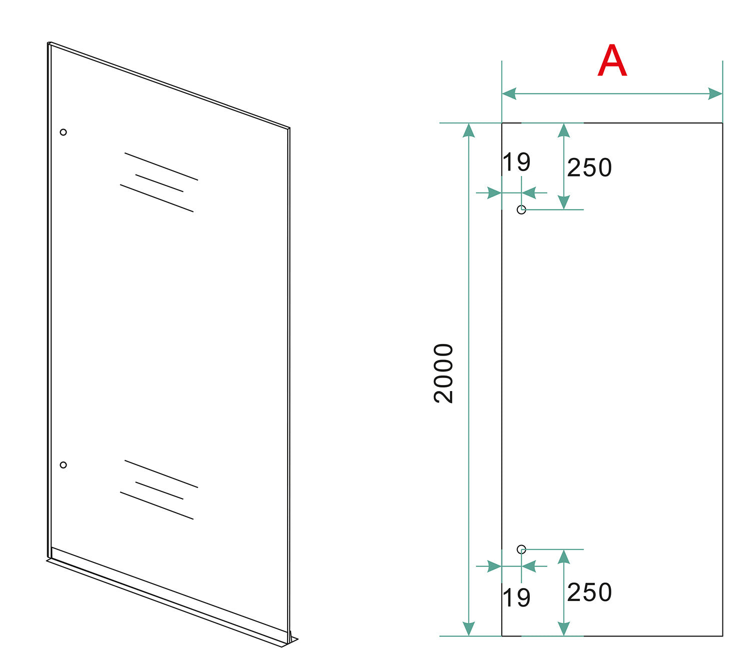 Less inloopdouche 90 x 200 cm Nano helder glas/geborsteld messing Wiesbaden - WDtegels