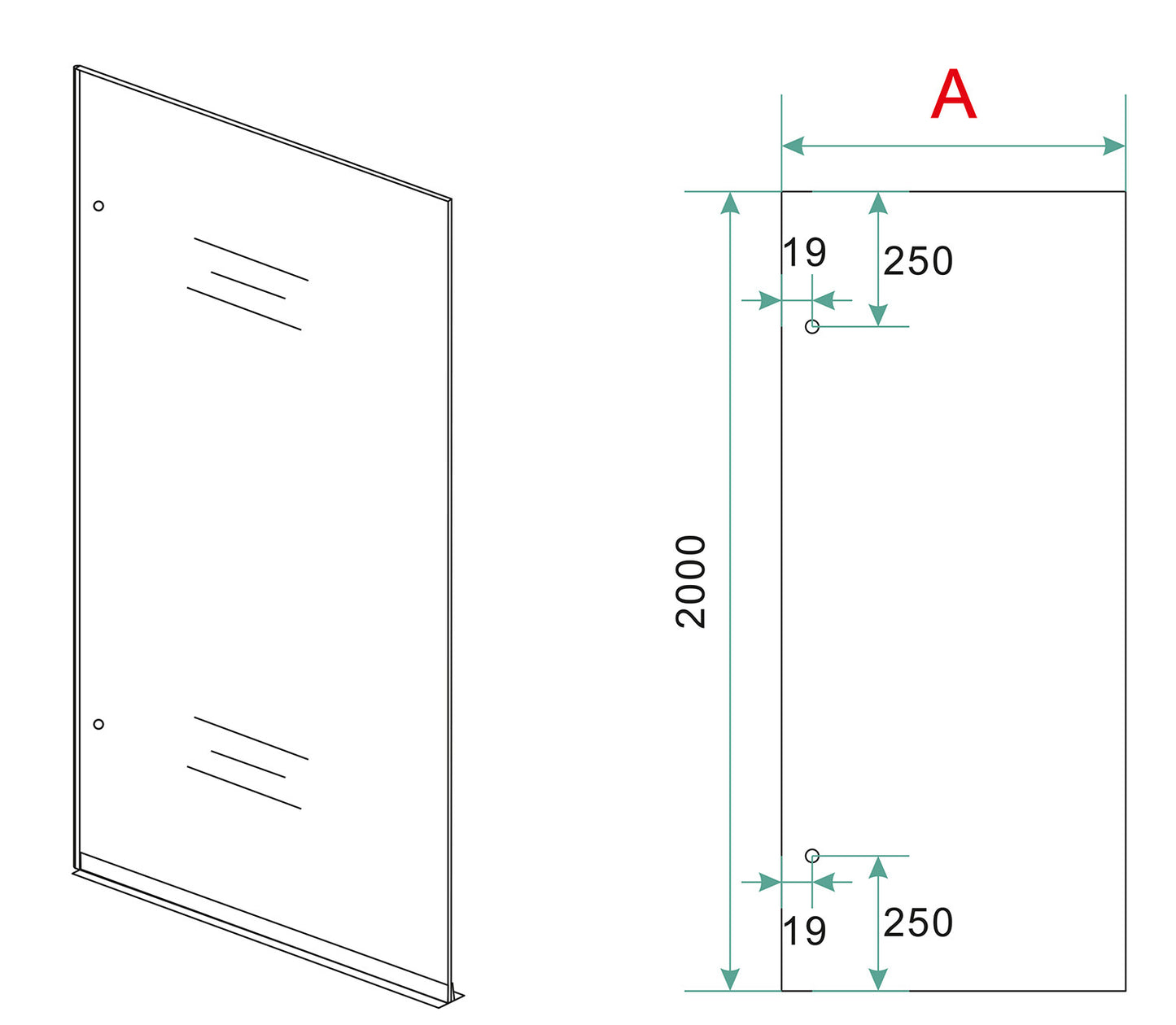 Less inloopdouche 90 x 200 cm Nano helder glas/mat zwart Wiesbaden
