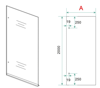 Less inloopdouche 50 x 200 cm Nano helder glas/geborsteld messing Wiesbaden