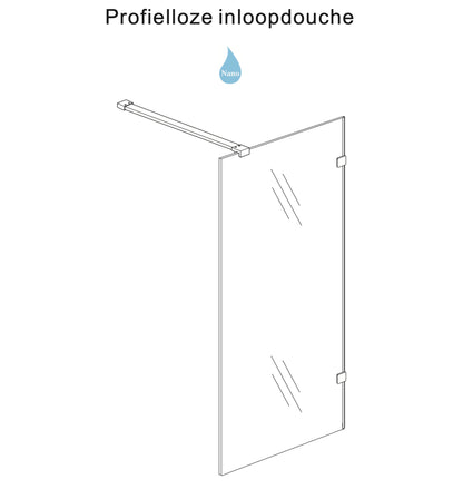 Less inloopdouche 90 x 200 cm Nano helder glas/mat wit Wiesbaden