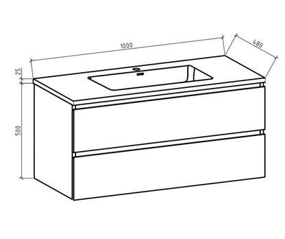 Onderkast badkamermeubel Tieme hoogglans wit 100x50x48cm