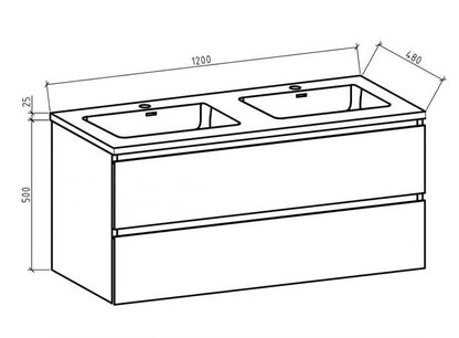 Onderkast badkamermeubel Tieme mat eiken 120x50x48cm