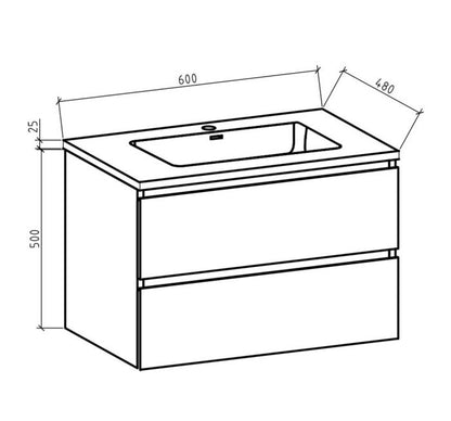 Onderkast badkamermeubel Tieme mat grijs 60x50x48cm