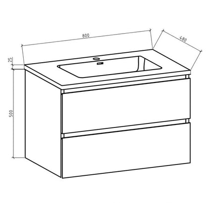 Onderkast badkamermeubel Tieme mat eiken 80x50x48cm - WDtegels