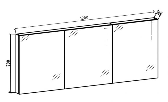 Spiegelkast Tieme mat grijs 120x70x16cm