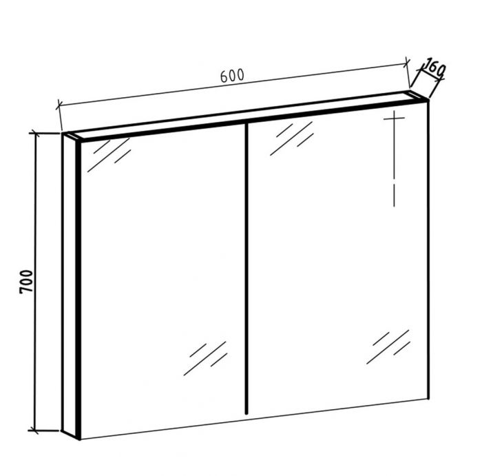 Spiegelkast Tieme mat eiken 60x70x16cm