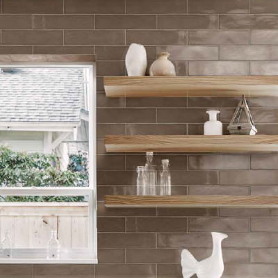 Wandtegel Linea Moka glans 5x50