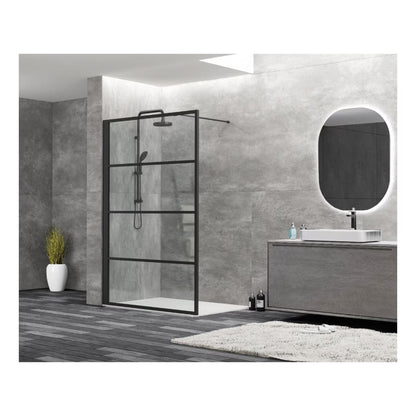 Douchewand Mila 120x200cm Helder Glas Mat Zwart Raster