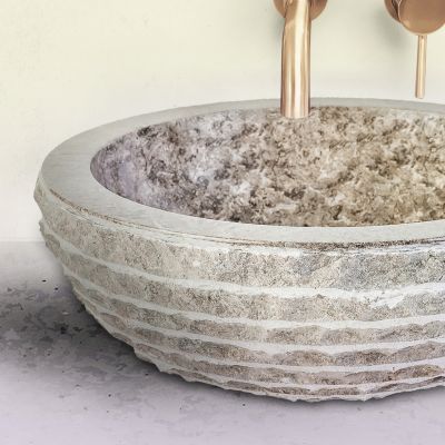 Marmeren Alur Waskom | 35x15cm | Gepolijste Binnenzijde | Grijs - WDtegels