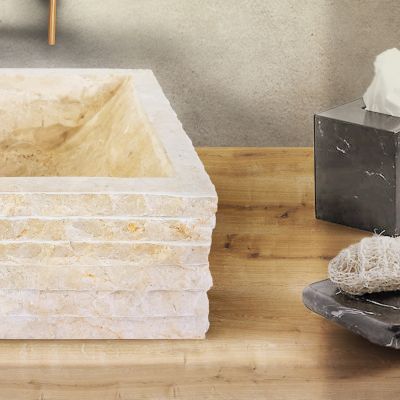 Vierkanten Waskom | 40x40x15cm | Alur Kuipvormig Creme - WDtegels
