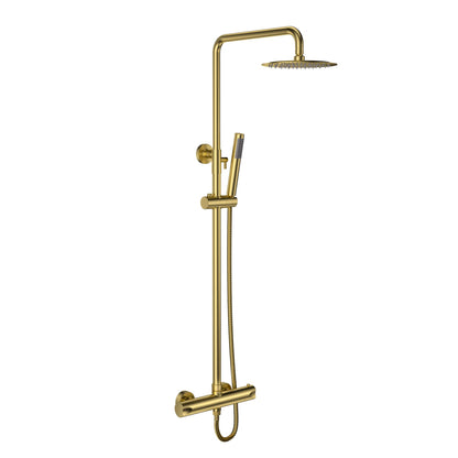 Aloni Optima Rondo Regendoucheset | Ø20cm | Thermostatisch | Opbouw | Geborsteld goud - WDtegels