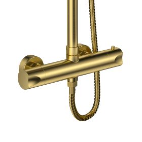 Aloni Optima Rondo Regendoucheset | Ø20cm | Thermostatisch | Opbouw | Geborsteld goud - WDtegels