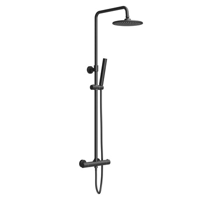 Aloni Optima Rondo Regendoucheset | Ø20cm | Opbouw | Thermostatisch | Mat Zwart - WDtegels