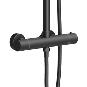 Aloni Optima Rondo Regendoucheset | Ø20cm | Opbouw | Thermostatisch | Mat Zwart - WDtegels
