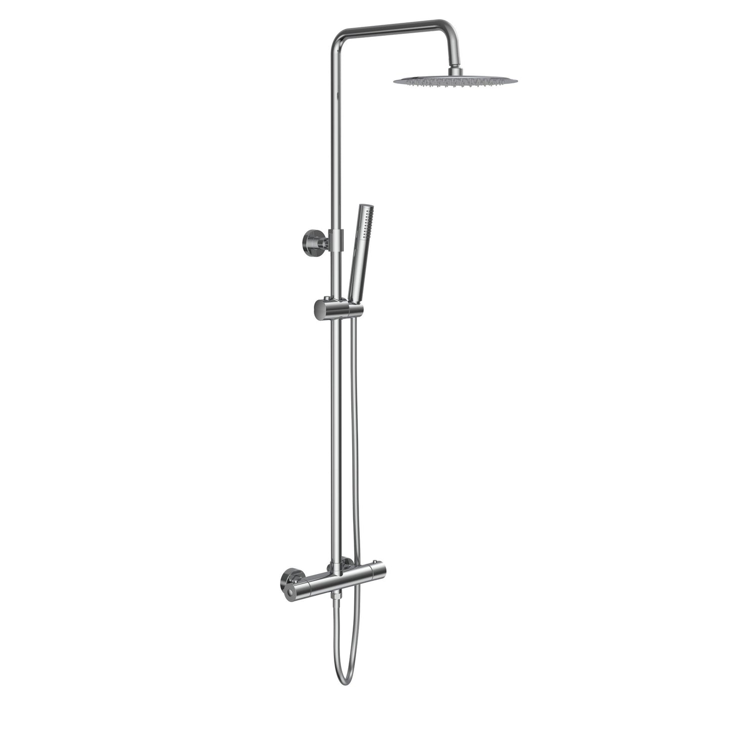 Aloni Optima Rondo Regendoucheset | Ø24,5cm | Thermostatisch | Opbouw | Chroom - WDtegels