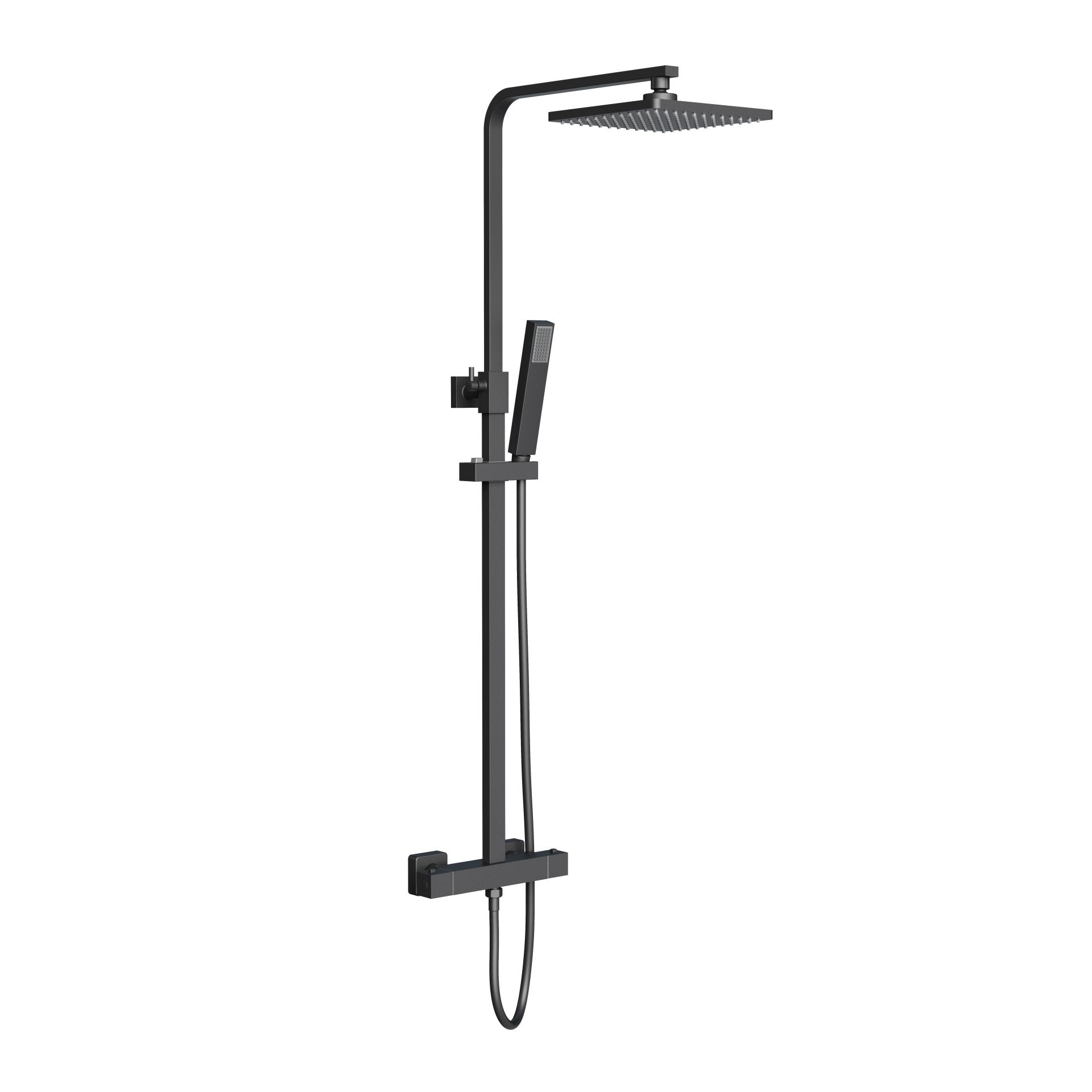 Aloni Optima Quadro Regendoucheset | 20cm | Opbouw | Thermostatisch | Mat Zwart - WDtegels