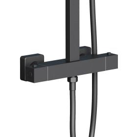 Aloni Optima Quadro Regendoucheset | 20cm | Opbouw | Thermostatisch | Mat Zwart - WDtegels