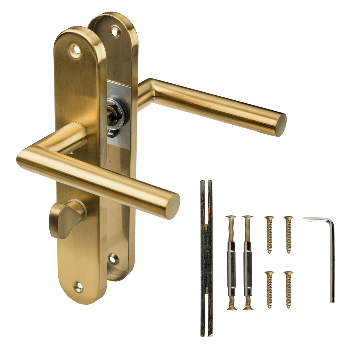 Deurklink Andria in goud met WC-sluiting 63 mm met bevestigingsmateriaal