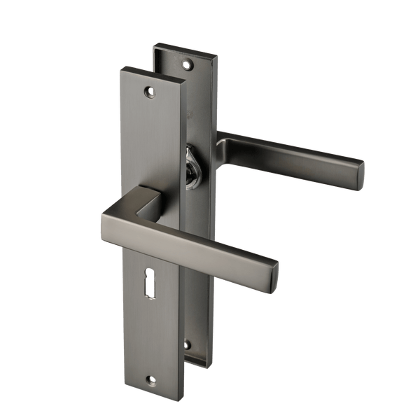 Fano - Gun Metal Deurbeslag Sleutelgat Recht Lang Schild - SL 56 mm