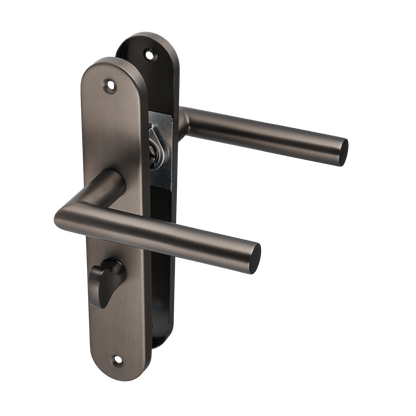 Deurklink Torino in gun metal met WC-sluiting 63 mm