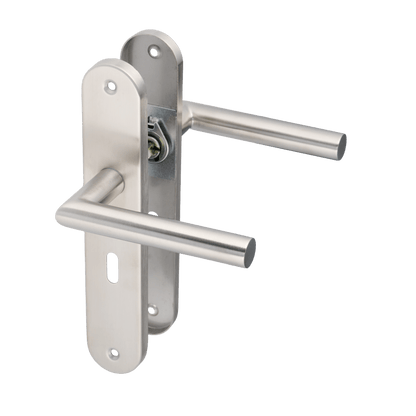 Deurklink Volano in RVS met sleutelgat 56 mm