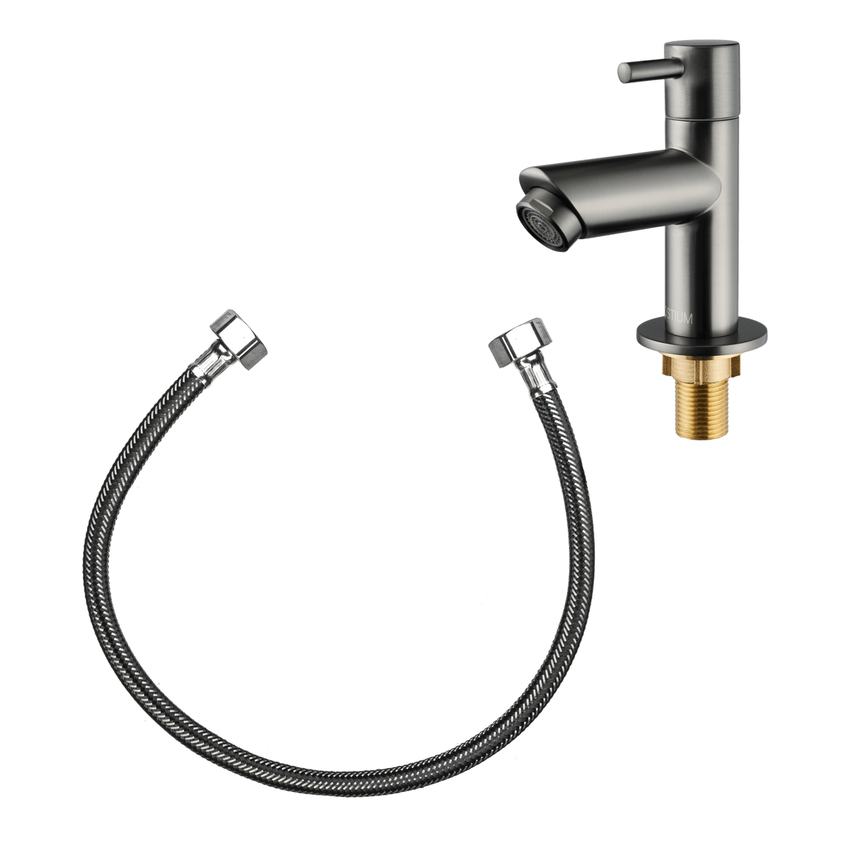 Fonteinkraan Aquila in gun metal met aansluitslang